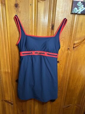 Nautica Navy Swim Tank with Red Trim
